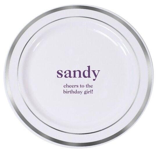 Design Your Own Big Name with Text Premium Banded Plastic Plates